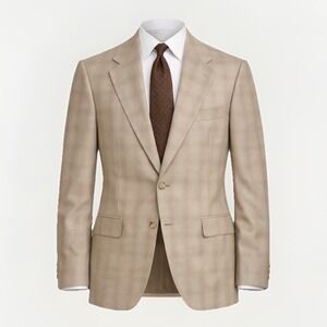 Vintage 90s Windowpane Plaid Blazer Men 44R Light Academia Wool Italian Heritage